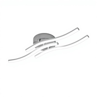 Plafonnier LED personnalisable argenté 18W 2000LM, design incurvé moderne en métal, éclairage encastré pour salle à manger et salon