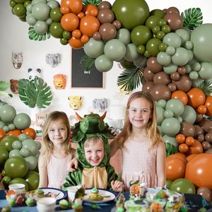 141 pièces/ensemble, thème forêt primitive, dinosaures, ballons en latex rétro marron, orange, vert, <span class=keywords><strong>arche</strong></span> pour jungle, safari, baby shower, anniversaire - Product Image 3