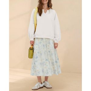 FOXA Sweat-shirt en polaire surdimensionné pour femme, pull court avec détails en dentelle, haut tendance automne, blanc - Product Image 5