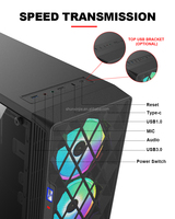 24 Years Factory with RGB Fan Type C Tempered Class Metal Structure Gaming case