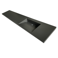 Lavabo de comptoir mural gris béton au design moderne Lavabo rectangulaire de grande taille avec égouttoir de forme ovale