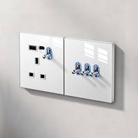 Prise murale standard britannique 13A avec charge rapide USB Type-C, panneau en verre trempé gris, prise électrique britannique moderne pour projet hôtelier