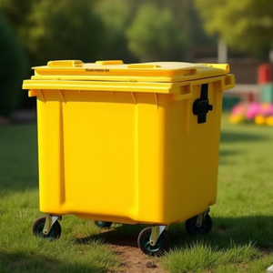Bidone per Rifiuti Giallo da 800 L con Ruote per Uso Esterno - Product Image 3