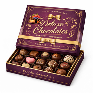 Chocolats de la plus haute qualité, sélection exquise, boîte cadeau en papier artistique - Design floral, <span class=keywords><strong>chocolat</strong></span> gastronomique de luxe avec feuille d'or pour <span class=keywords><strong>mariage</strong></span> - Product Image 5