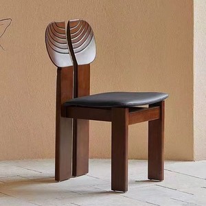 Dining Chair Solid Wood Walnut <b>Backrest</b> Modern Minimalist Style For Living Room And Small Apartments - Product Image 1