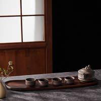 Natuurlijk Huis Zwart Walnotenhout Houten Onregelmatige Dienblad Voor Sushi Fruit Snacks Thee Koffie Plateau En Bois