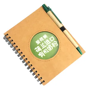 Eko dostu popüler dergi 6 halka bağlayıcı kalemli not defteri hediye kırtasiye seti ile özelleştirilebilir Logo