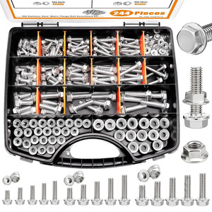 304 Stainless Steel Flange Bolt Nut Set 244Pcs M-166-244PCS Grade 8.8 A2-70 Standard Use - Product Image 2