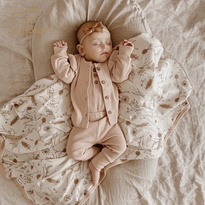 Mantas orgánicas de doble cara para bebés, manta de cama de bebé de punto personalizada, manta portabebés de bambú orgánico al por mayor - Product Image 2