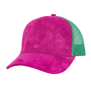 Green Suede Mesh Trucker <b>Hat</b> 6-Panel Adjustable Unisex Casual Cap Spring <b>Summer</b> Style - Product Image 6