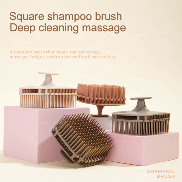 Salon Hair Care Tool Meridian Scalp Massage Brush Custom Wholesale Square Shampoo Hair Brush Silicone Exfoliating Scalp Brush