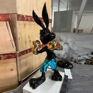 Nouveautés Sculptures Pop Art Lapin Boxeur Décoration de Bureau pour Décorations Artisanat en Résine Arts Pop - Product Image 1