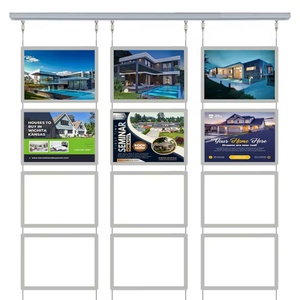 A4 Acrylic Frame Cable Wire Hanging Display System Real Estate <b>Window</b> Display Led <b>Light</b> Box - Product Image 4