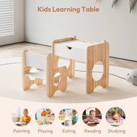 Table d'activités multifonctionnelle en bois Table et chaise Montessori pour tout-petits Tableau noir Table à dessin pour enfants