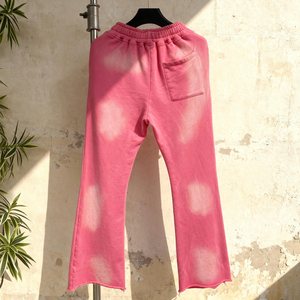 Custom Streetwear Embroidered logo Wide Leg Trousers Heavyweight Acid Wash Flare Sweatpants Designer Oversized Baggy Pants Men - Product Image 6