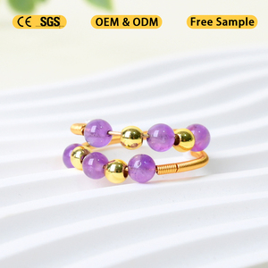 Vente en gros d'anneaux en cristal faits à la main, ajustables, enveloppés de fil, bijoux en pierres précieuses - Product Image 5
