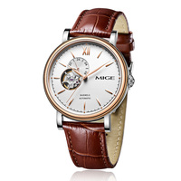 Reloj de pulsera personalizado con caja redonda de acero inoxidable 316L y correa de cuero genuino, reloj mecánico automático para hombre de negocios, 5ATM