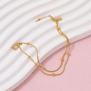 Joyería Personalizada, Pulsera de Doble Capa con Cuentas de Hueso de Serpiente, Chapada en Oro de 18K, Acero Inoxidable, para Mujer, Venta al Por Mayor - Product Image 5