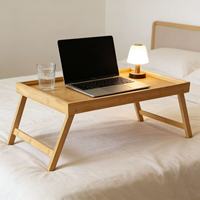 Table pliante en bambou pour lit, dessin, repas, collation, petit-déjeuner, bureau pour ordinateur portable, usage domestique, table pliante artisanale en bambou