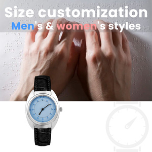 Reloj Braille táctil de gran venta 2024 para personas ciegas o ancianos, esfera azul de baja visión (para hombre) - Product Image 4