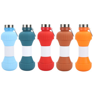 Silicone Water Bottle 650Ml Foldable With Carabiner Travel Outdoor Use Unisex Sports Design Solid Color - Product Image 4
