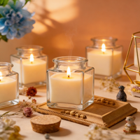 Étiquette d'impression sérigraphique personnalisée, flacons en verre carrés vides de 50 ml avec couvercles en bois pour épices, grains de café, bougies, fête