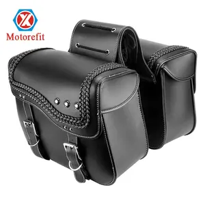 Motorefit Motorfiets Zadeltassen Zwart Pu Lederen Bagage Side Bag Tool Tassen Voor Touring Electra Glide Sportster 883 1200