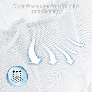 Over The Door <b>Shoe</b> Organizer 20 Mesh Pockets White Hanging Storage For <b>Shoes</b> Closet Pantry With <b>Hooks</b> - Product Image 6
