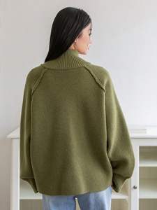 Maglione <span class=keywords><strong>Cardigan</strong></span> Casual da <span class=keywords><strong>donna</strong></span> autunno inverno di alta qualità Casual in maglia tinta unita <span class=keywords><strong>con</strong></span> colletto rialzato giacca <span class=keywords><strong>con</strong></span> <span class=keywords><strong>cerniera</strong></span> - Product Image 5