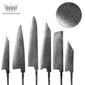 DIY Damascus Blank blade Japanese VG10 steel Grandsharp tools for kitchen chef kiritsuke nakiri kniFE Blank Blade without handle