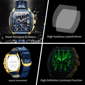 Reloj de Cuarzo Cronógrafo de Cuero con Fase Lunar, de Lujo, Alta Calidad, con Logotipo Personalizado, Original de Fábrica, OEM ODM, para Hombre - Product Image 4