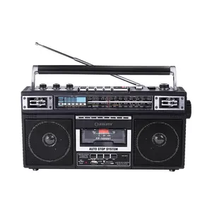 Retro Boombox Cassette Player AC Powered hoặc pin hoạt động Stereo AM/FM Radio với loa lớn và tai nghe jack