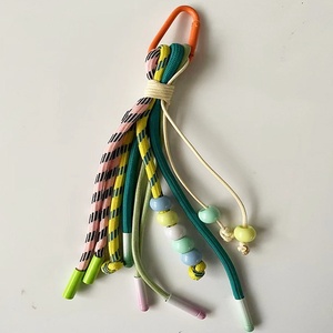 พวงกุญแจกังหันลมโบฮีเมียนที่สร้างสรรค์สไตล์มิวสายคล้องเชือกพาราคอร์ดหลากสีประดับลูกปัดโบว์ถักกระเป๋าเสน่ห์ - Product Image 6