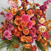 Boule de fleurs de mariage de grande taille 80 cm, roses artificielles en soie orange et rouge, centres de table pour événements, décoration de mariage