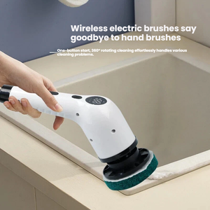 電動スピンスクラバー防水バスルーム360コードレスブラシロングハンドル8ヘッド交換用Cepillo Electrico De Limpieza - Product Image 2