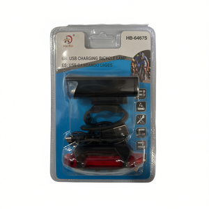 Set di luci per bicicletta HaiBo con ricarica USB, anteriori e posteriori, con cavo - Product Image 1