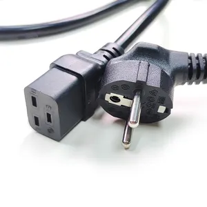 Kabel Daya CEE7/7 Plug Ke IEC C19, Kabel PVC 2.5mm2 IEC 60320 C19, Kabel Daya AC untuk Server dan PDU