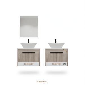 Modern White Oak Bathroom Vanity 24 Inch Wall Mounted Soft Close Door 2 Piece Basin Set D0100HPGCDW - Product Image 1