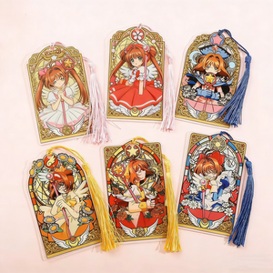 Wholesale Promotional Bookmarks Cute Cartoon Designs Printing Book Mark Custom Clear Acrylic Bookmark with Tassels