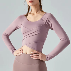 MAYYOUNG Vente chaude Haut court à manches longues léger Absorbant la transpiration Veste de sport pour l'entraînement Vêtement d'entraînement athlétique <span class=keywords><strong>pas</strong></span> <span class=keywords><strong>cher</strong></span> pour femmes - Product Image 1