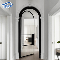 Portes d'entrée à battants en aluminium cintrées sur mesure avec isolation thermique pour usage extérieur