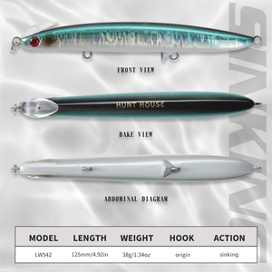 Señuelo de Pesca Hunthouse de 125 mm y 38 g, Señuelo de Hundimiento de Largo Alcance, Señuelo Artificial de Lanzamiento Ultra Largo, Señuelo Duro, Wobblers - Product Image 2