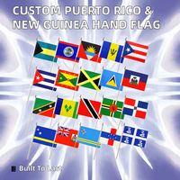 Drapeau à agiter à la main en polyester, impression numérique personnalisée, écologique, durable, haute qualité, pour événements et festivals, motifs Porto Rico et Nouvelle-Guinée