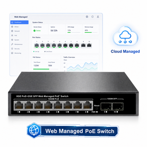<span class=keywords><strong>Switch</strong></span> Ethernet intelligent 8 ports PoE Gigabit géré par Web, 2 ports SFP Uplink, 120W, contrôle par application, pour réseau AP sans fil d'hôtel - Product Image 1