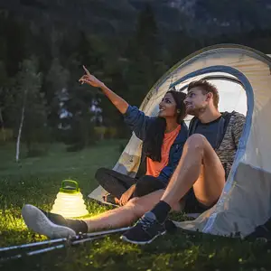 Lampu tenda baterai isi ulang Usb, lampu lentera surya Led lampu tenda berkemah tahan air