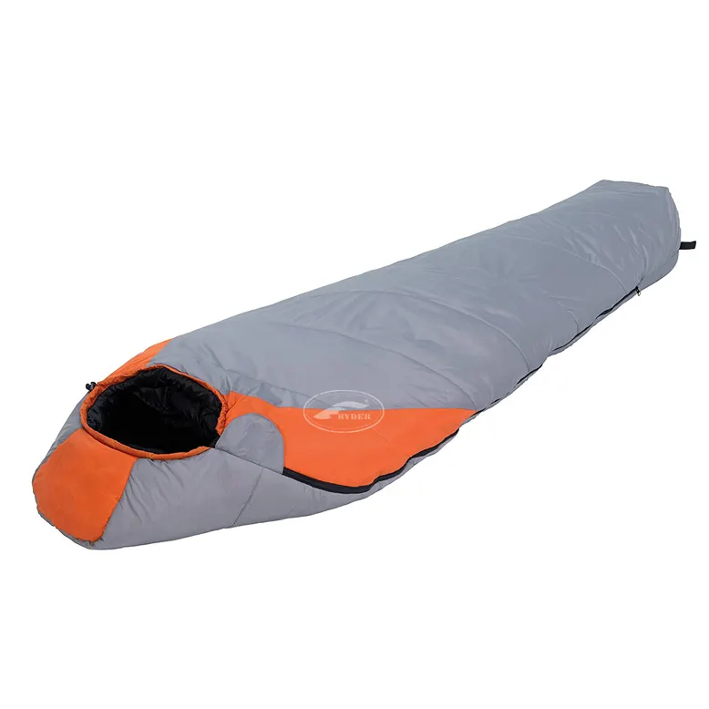 Saco de dormir sintético para acampada y deportes, Logo personalizado mejor tasado, clima frío, relleno de fibra hueca