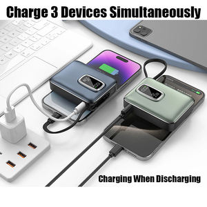 Vente en gros de banques d'alimentation numériques USB C personnalisées PD35W, 10000 mAh, charge rapide, avec câble intégré pour téléphone portable - Product Image 5