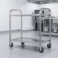 Vente en gros d'usine Chariot de service de cuisine à 2 niveaux en acier inoxydable SS 430 Chariot de restaurant d'hôtel et de restaurant pour servir et transférer