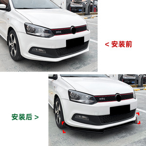 Volkswagen Polo MK5 6R GTI Front Bumper <b>Lip</b> <b>Splitter</b> Piano Black Carbon Fiber ABS 2010-2014 - Product Image 3