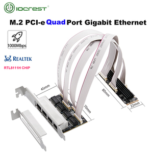 การ์ดเชื่อมต่อเครือข่ายอีเธอร์เน็ต PCIe แบบ M.2 สำหรับอุตสาหกรรม 4 พอร์ต ชิปเซ็ต Realtek8111H ความเร็ว 10/100/1000Mbps อะแดปเตอร์เดสก์ท็อป ระบายความร้อนได้ดี OEM/ODM Ngff สำหรับอุตสาหกรรม มีสินค้าในสต็อก - Product Image 3